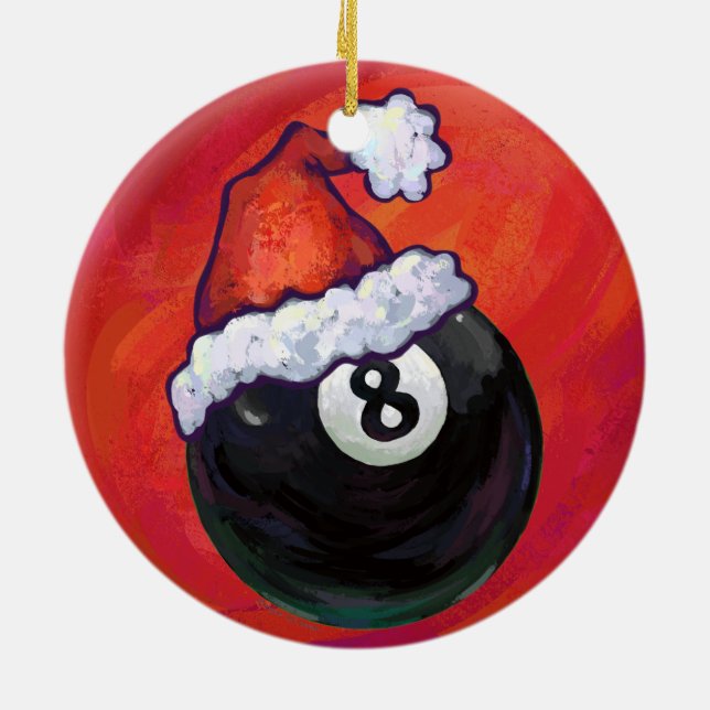 Ornement En Céramique 8 Balle Noël Casquette rouge (Dos)