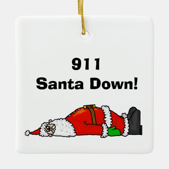 Ornement En Céramique 911 Père Noël Down Christmas Ornament (Devant)