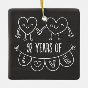 Ornement En Céramique 92e Anniversaire Coeurs de la calèche