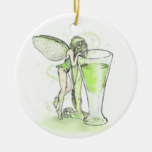 Ornement En Céramique Absinthe La Fee Verte Fée Avec Verre