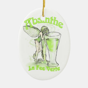 Ornement En Céramique Absinthe La Fee Verte Fée Avec Verre
