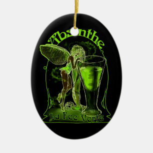 Ornement En Céramique Absinthe La Fee Verte Fée Avec Verre