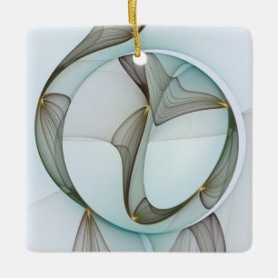 Ornement En Céramique Abstrait Turquoise Brown Gold Elegance