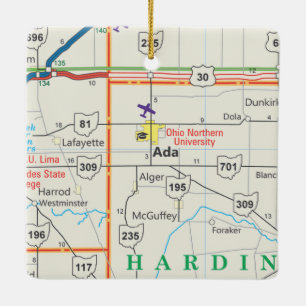 Ornement En Céramique Ada Ohio Map