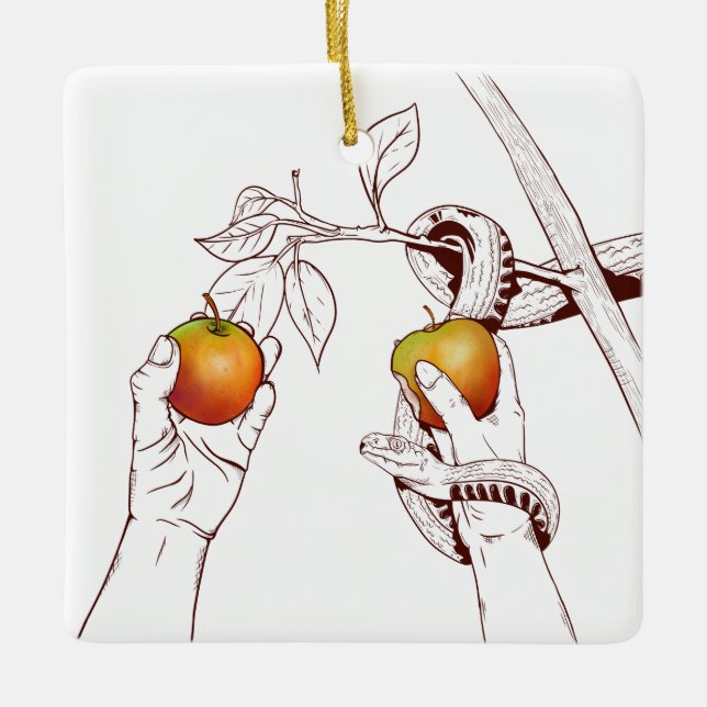 Ornement En Céramique Adam et Eve (Devant)