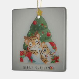 Ornement En Céramique Adorable Tigers de Noël 