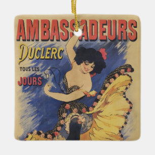 Ornement En Céramique Affiche ancienne Art nouveau danseuse française