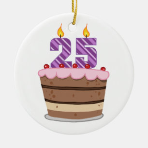 Ornement En Céramique Âge 25 sur le gâteau d'anniversaire