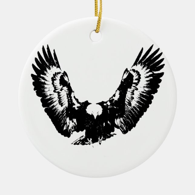 Ornement En Céramique Aigle noir et blanc (Devant)