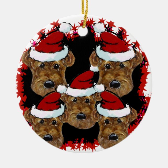 ORNEMENT EN CÉRAMIQUE AIREDALE TERRIER (Devant)