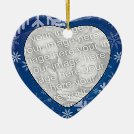 Ornement En Céramique Ajoutez votre photo Snowflakes Heart Ornament