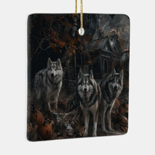 Ornement En Céramique Alaskan Malamute Halloween Night Doggy Délice