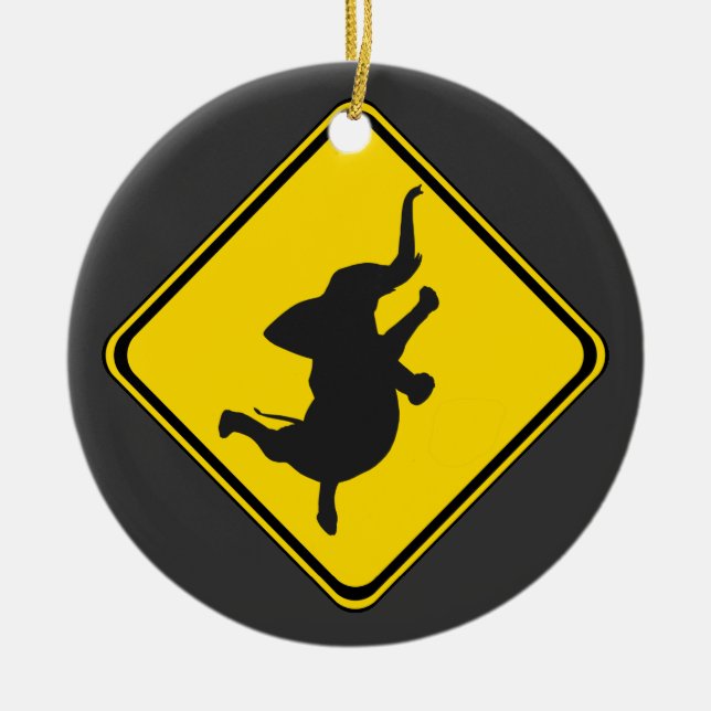 Ornement En Céramique Alerte : Dancing Elephant Xing ! (Devant)