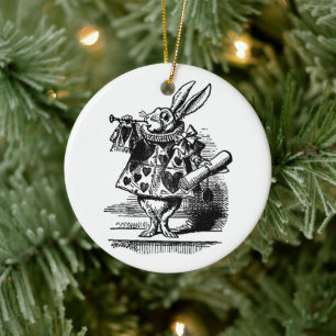 Ornement En Céramique Alice au pays des merveilles vintage Lapin Blanc e