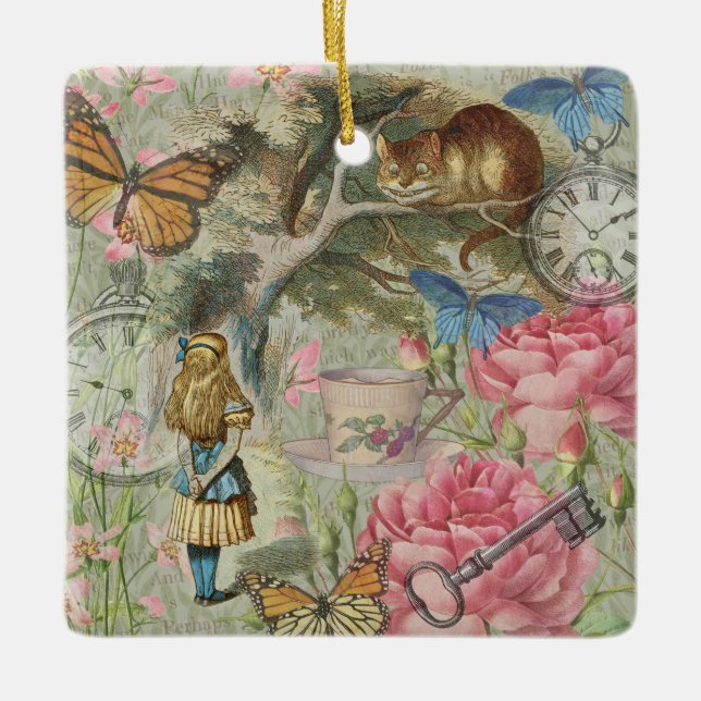 Ornement En Céramique Alice Cheshire Chat Wonderland Tree Garden (Devant)