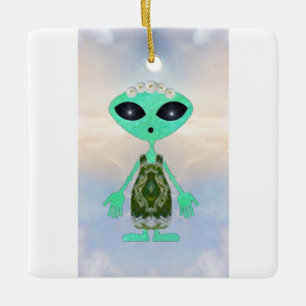 Ornement En Céramique Alien de Noël
