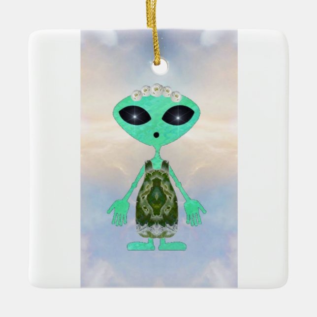 Ornement En Céramique Alien de Noël (Devant)