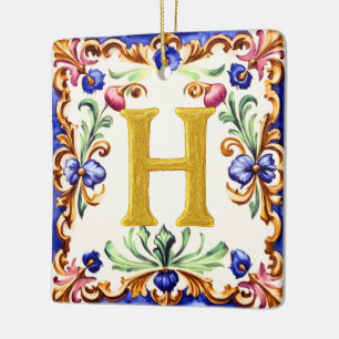 Ornement En Céramique Alphabet doré – Lettre H