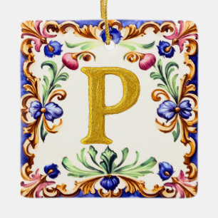 Ornement En Céramique Alphabet doré – Lettre P