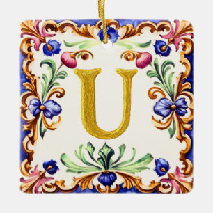 Ornement En Céramique Alphabet doré – Lettre U