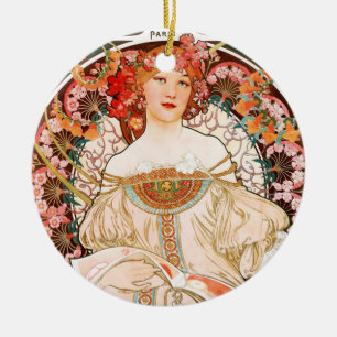 Ornement En Céramique Alphonse Mucha F. Champenois Ornament