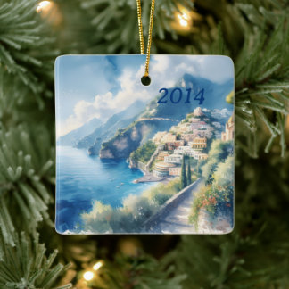 Ornement En Céramique Amalfi Positano Romantique Voyage Anniversaire Cad