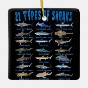 Ornement En Céramique Amateurs De Requins 21 Types De Requins Animaux Oc