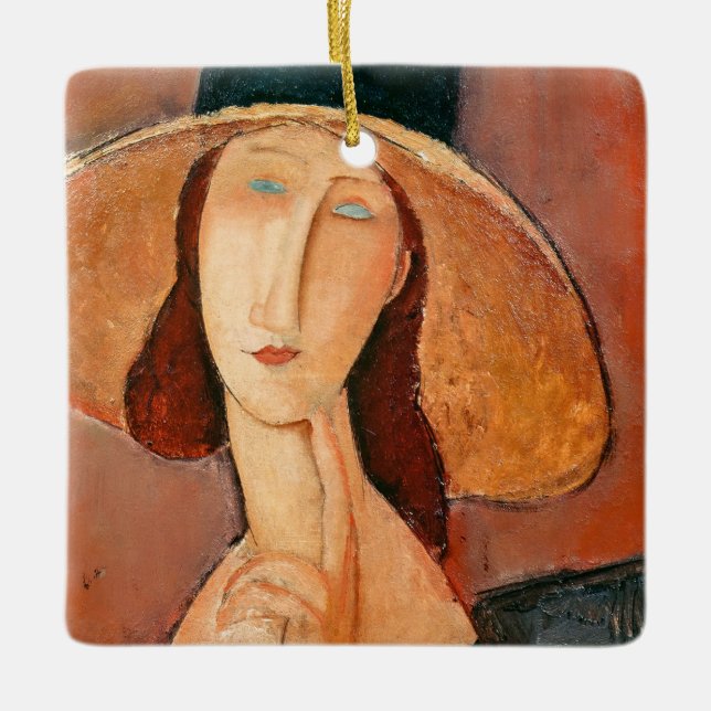 Ornement En Céramique Amedeo Modigliani - Jeanne Hebuterne en grand Casq (Devant)
