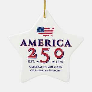 Ornement En Céramique America 250 États-Unis Patriotic Keepsaké cadeau