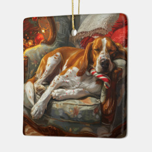 Ornement En Céramique American English Foxhound Chien Festif de Noël