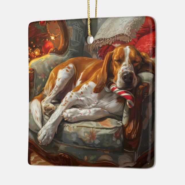 Ornement En Céramique American English Foxhound Chien Festif de Noël (Gauche)