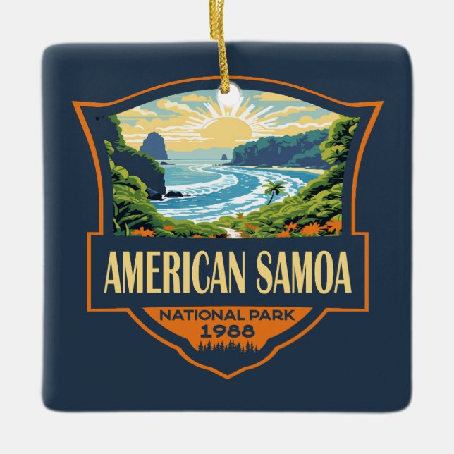 Ornement En Céramique American Samoa National Park Illustration Retro (Devant)