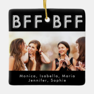 Ornement En Céramique Amis pour toujours noir argent BFF photo