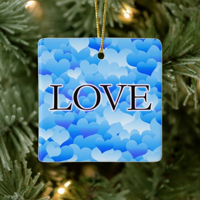 Ornement En Céramique Amour bleu (Arbre)