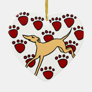 Ornement En Céramique Amour de chiot drôle de lévrier