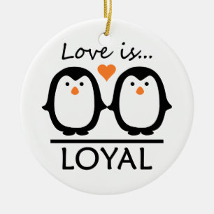 Ornement En Céramique Amour de pingouin ornement, personnaliser
