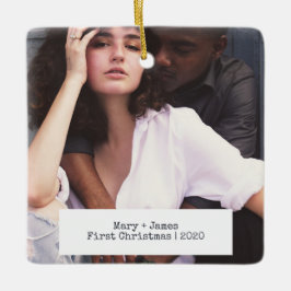 Ornement En Céramique Amour minimaliste moderne Engagé Photo Mariage