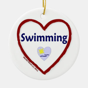 Ornement En Céramique Amour Natation