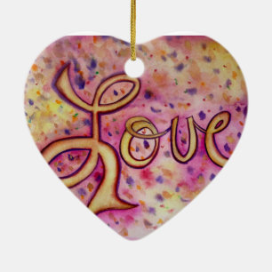 Ornement En Céramique Amour Rose Glamour Art Peinture Ornament