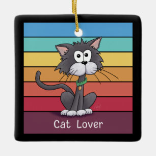 Ornement En Céramique Amoureux des chats festif