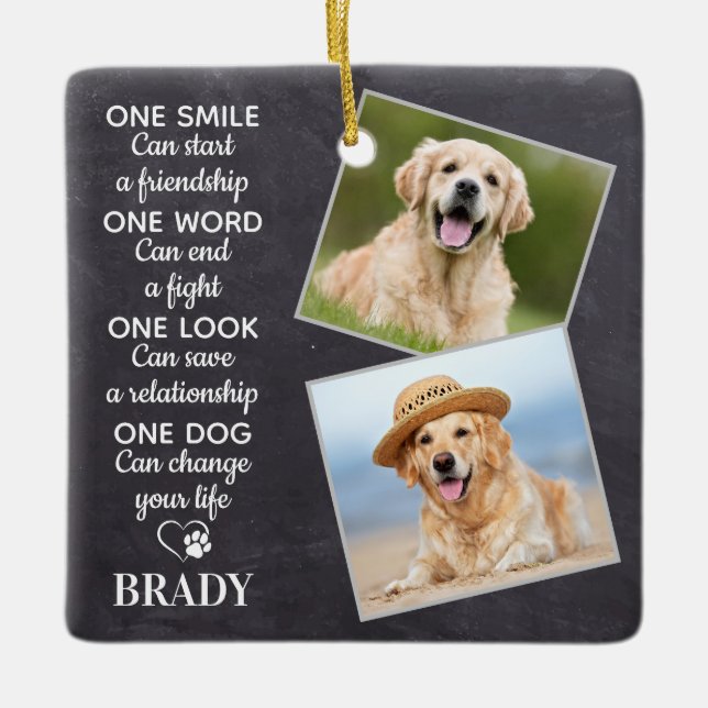 Ornement En Céramique Amoureux des chiens Citation Keepsaké Personnalisé (Devant)