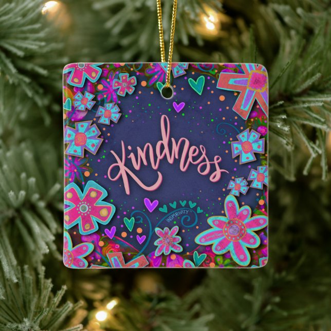 Ornement En Céramique Amusants Floral Kindness Joli Coeur Inspirivée (Arbre)