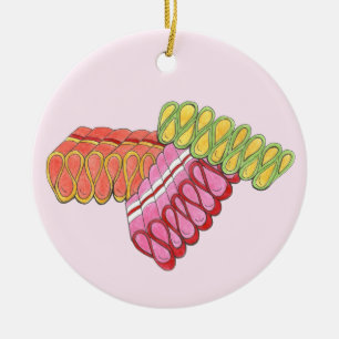 Ornement En Céramique Ancien ruban dur Bonbons Noël