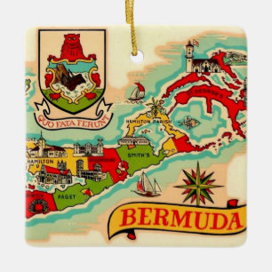 Ornement En Céramique Ancienne carte classique des Bermudes