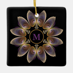 Ornement En Céramique Ange Abstraite ailes Mandala Monogramme fractal