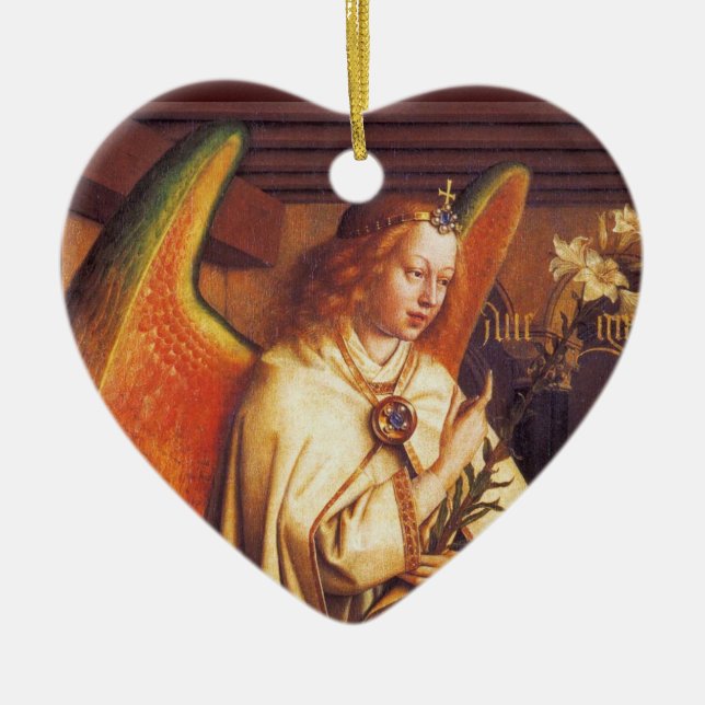 Ornement En Céramique Ange de l'Annonciation Coeur de Noël (Devant)