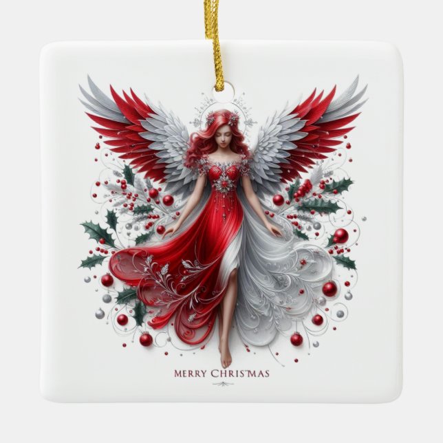 Ornement En Céramique Ange de Noël (Devant)