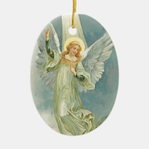 Ornement En Céramique Ange de Noël - ovale