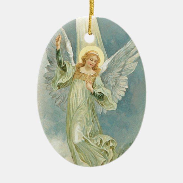 Ornement En Céramique Ange de Noël - ovale (Devant)