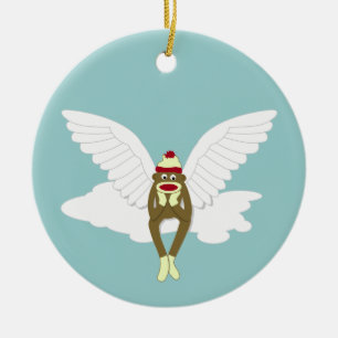 Ornement En Céramique Ange gardien de singe de chaussette